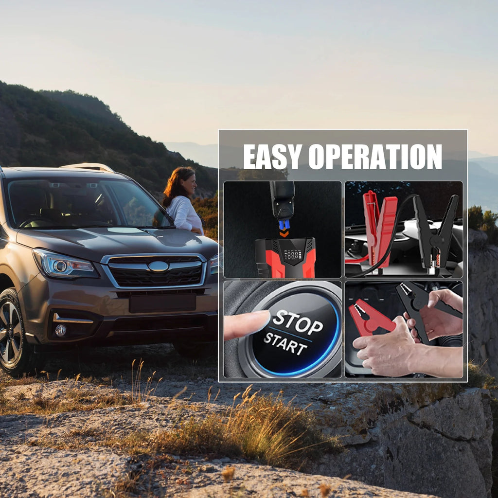 Car Jump Starter, 4000A Peak 30000Mah 150PSI Tire Inflator Digital Display LED Light